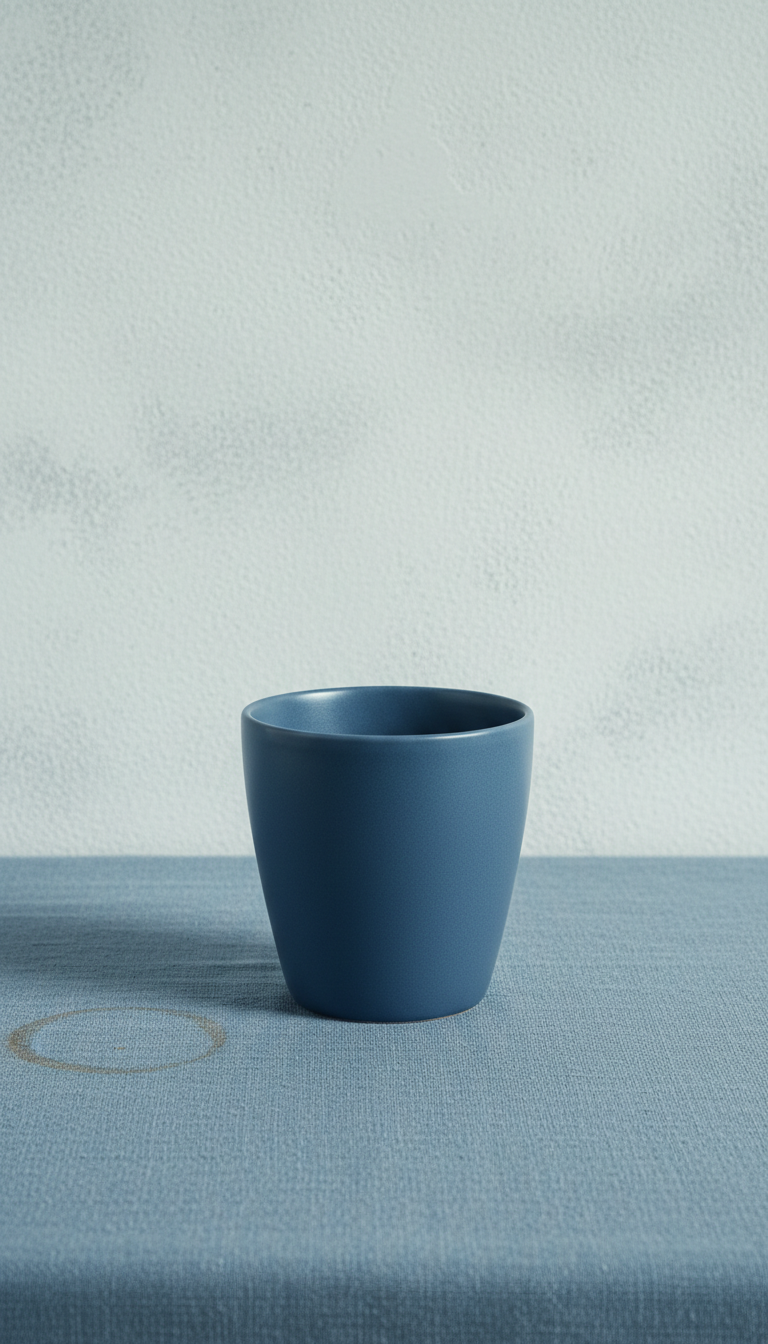 Minimalist ceramic cup in evening blue